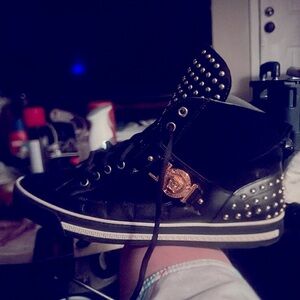 Men’s Versace Hightop Sneakers Studded Black